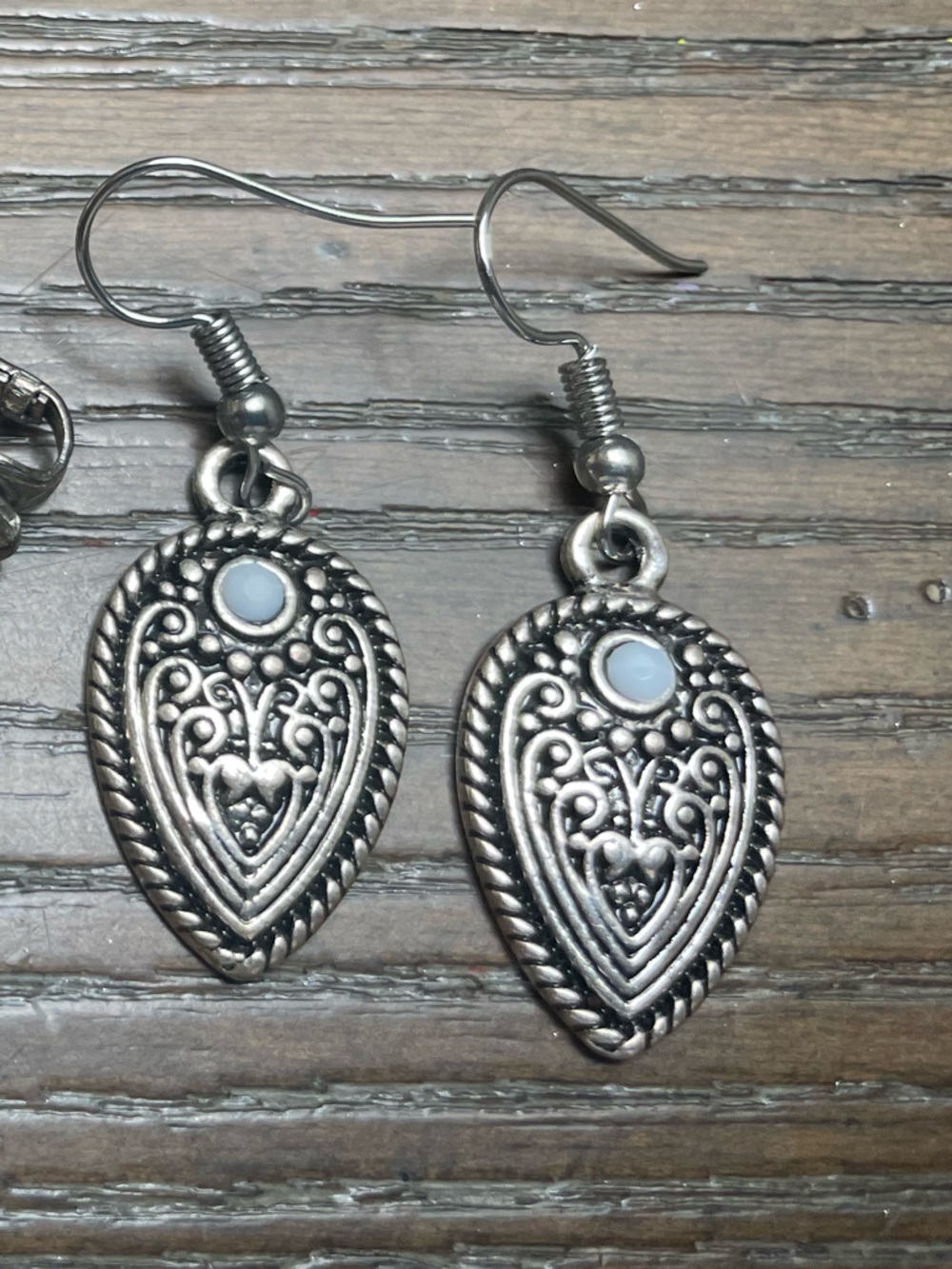 Paparazzi Silver-Tone Filigree Teardrop Earrings with Light Blue Accent